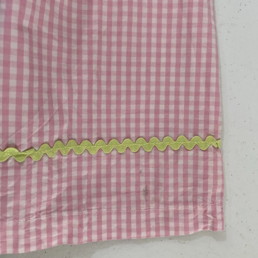 Gymboree Dress Kids 12 Pink‎ Plaid Sleveless Embroidered Easter Cottagecore